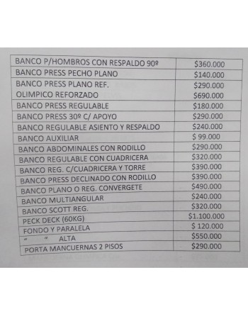 Lista de precios varios